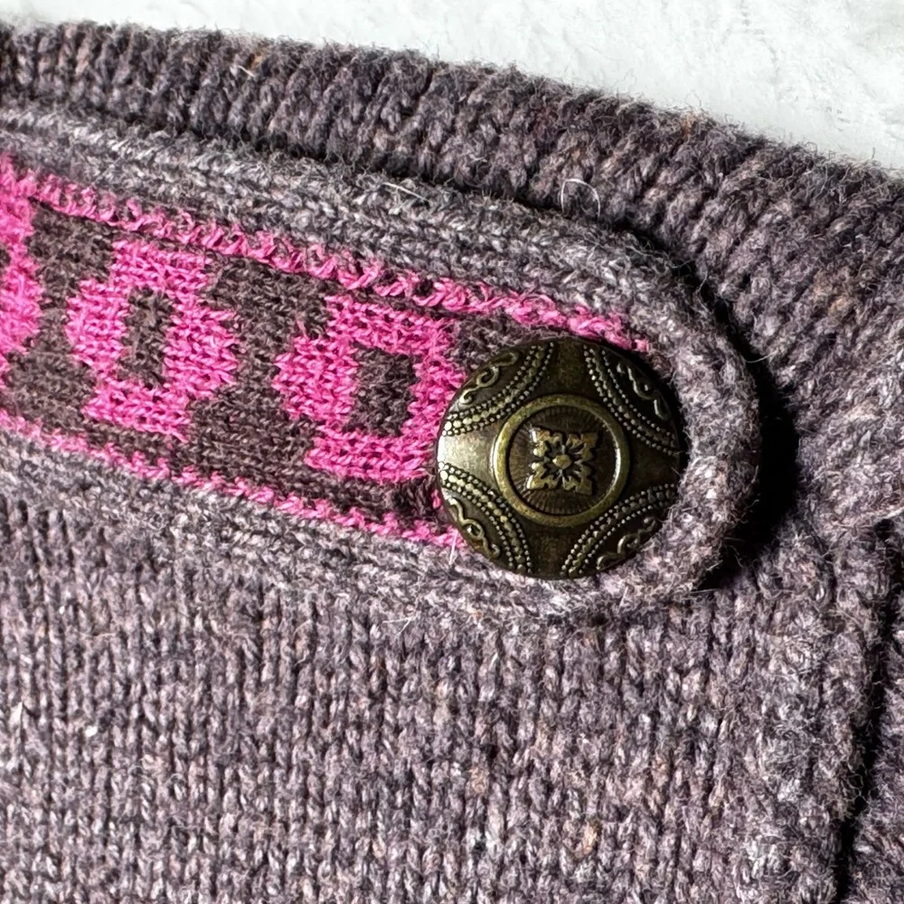 Free People Military Cotton Wool Angora Blend Button Epaulet Cropped Sweater Med
